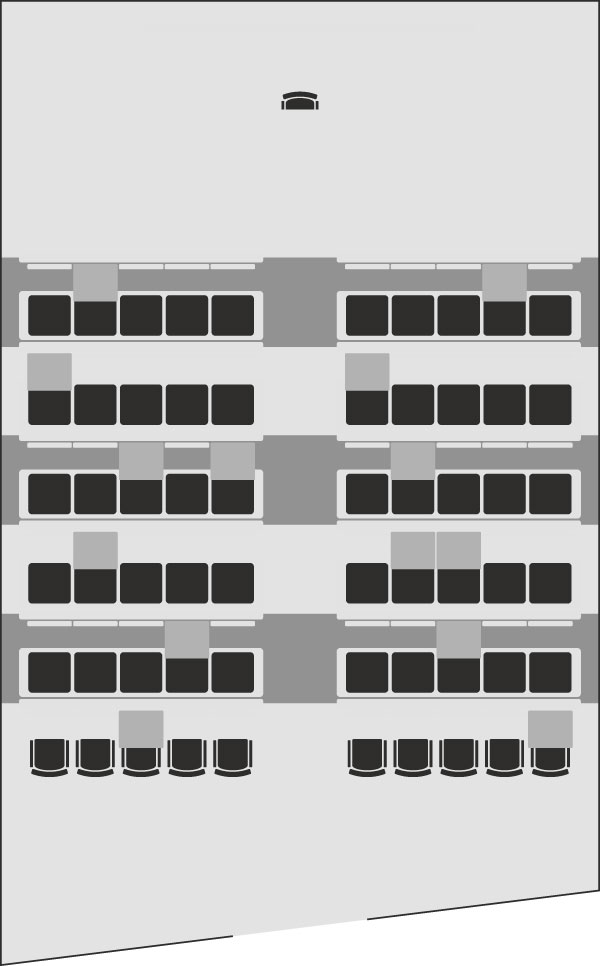 Bestuhlungsplan für das Auditorium R06 im Ebbtron Solingen – strukturierte Sitzreihen für große Events, Präsentationen und Unternehmensveranstaltungen.
