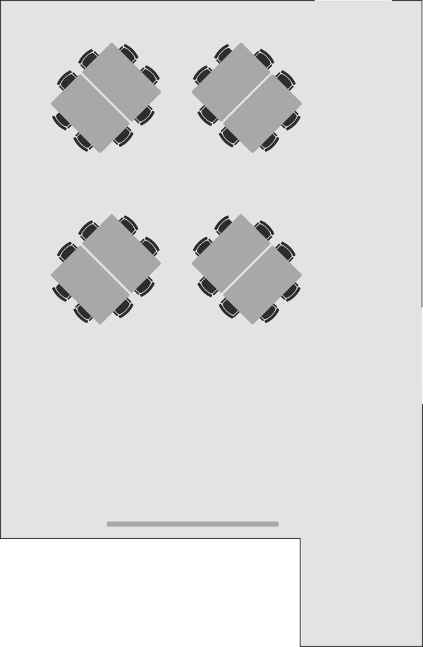 Gruppenarbeitstische im Ebbtron Seminarraum R01 in Solingen – flexible Bestuhlungsvariante für Workshops, Meetings und kreative Zusammenarbeit.