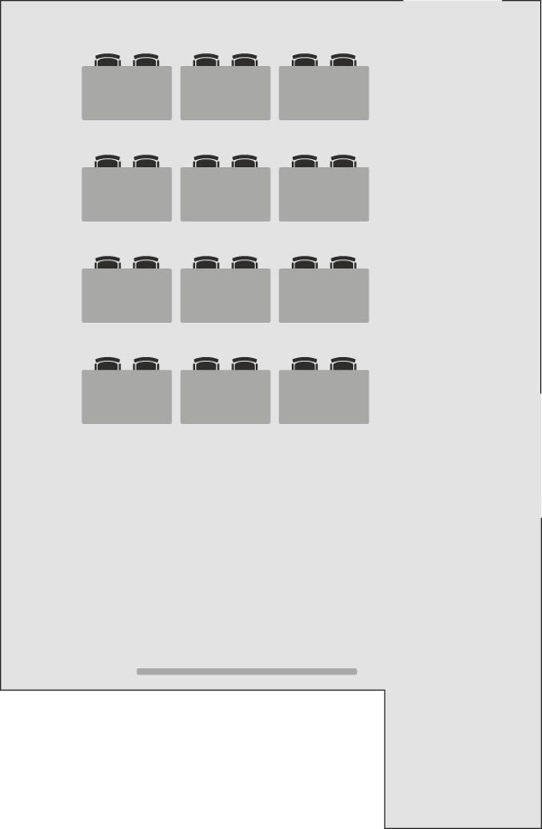Parlamentarische Bestuhlung im Seminarraum R01 des Ebbtron in Solingen – ideale Raumnutzung für Schulungen, Seminare und Firmenevents.