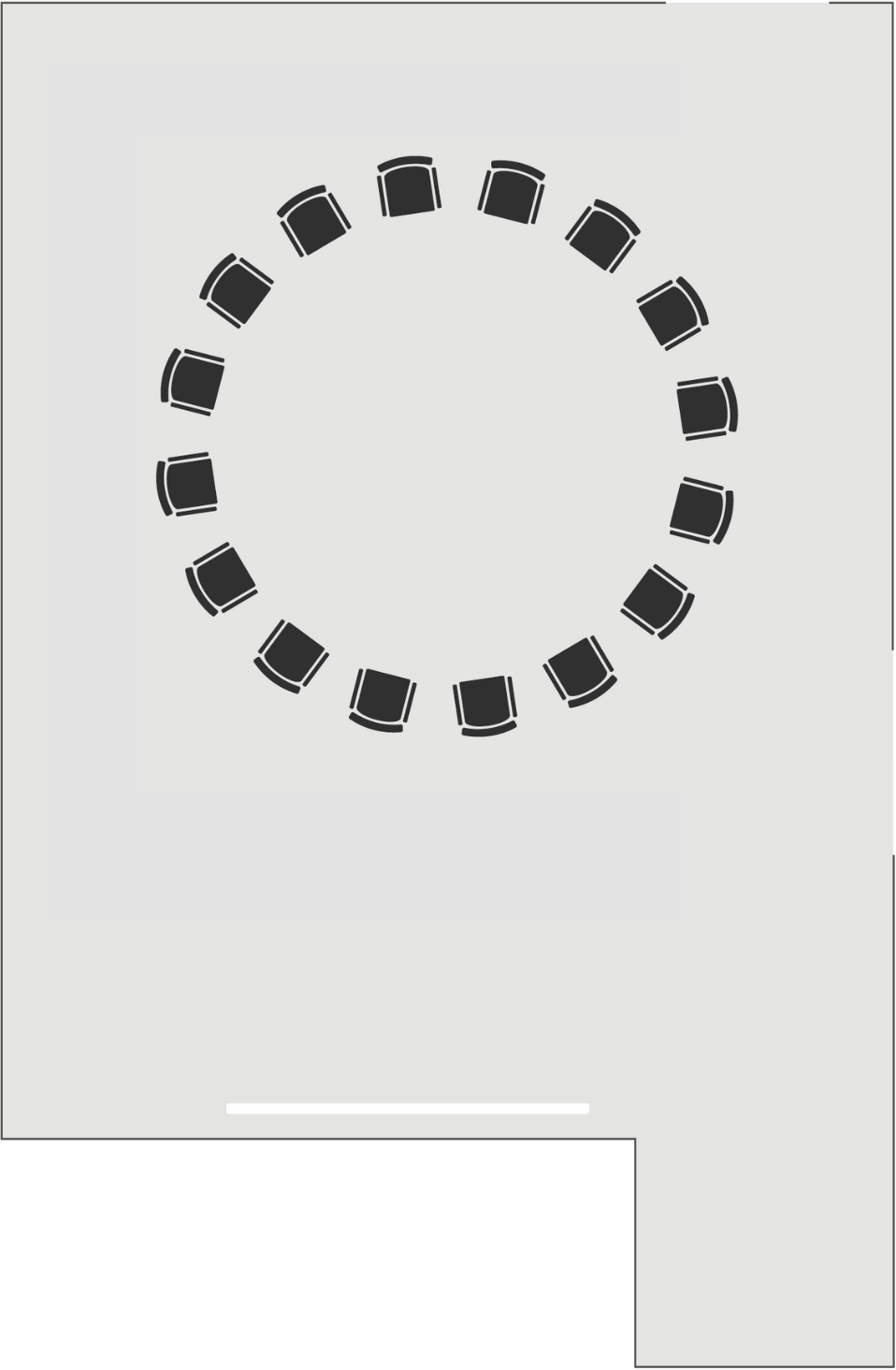 Stuhlkreis im Seminarraum R01 im Ebbtron in Solingen – offene und kommunikative Sitzanordnung für Workshops, Coaching und Teambuilding.